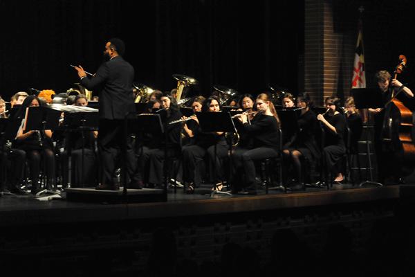 Students performing at the 2023-2024 All County Band Concert